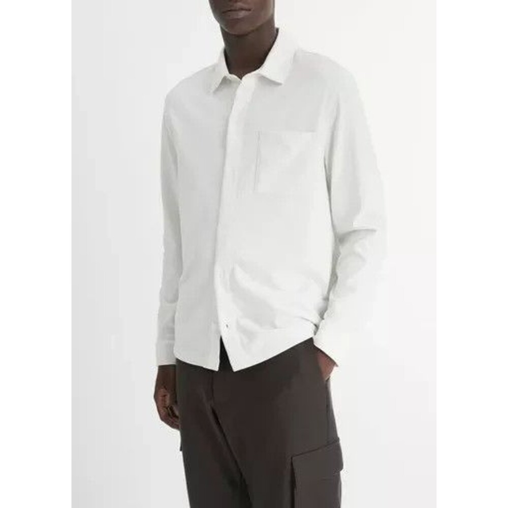 VINCE Mens Shirt XL White Button Up Long Sleeve Pocket Sueded Jersey $195